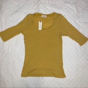 NWT MUSTARD SCOOP NECK ANTHROPOLOGIE TEE